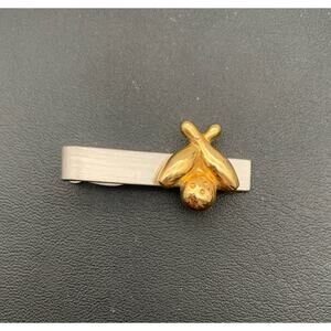 Vintage Hickok Brushed Silver Tone & Glossy Gold Tone Bowling Themed Tie Clip